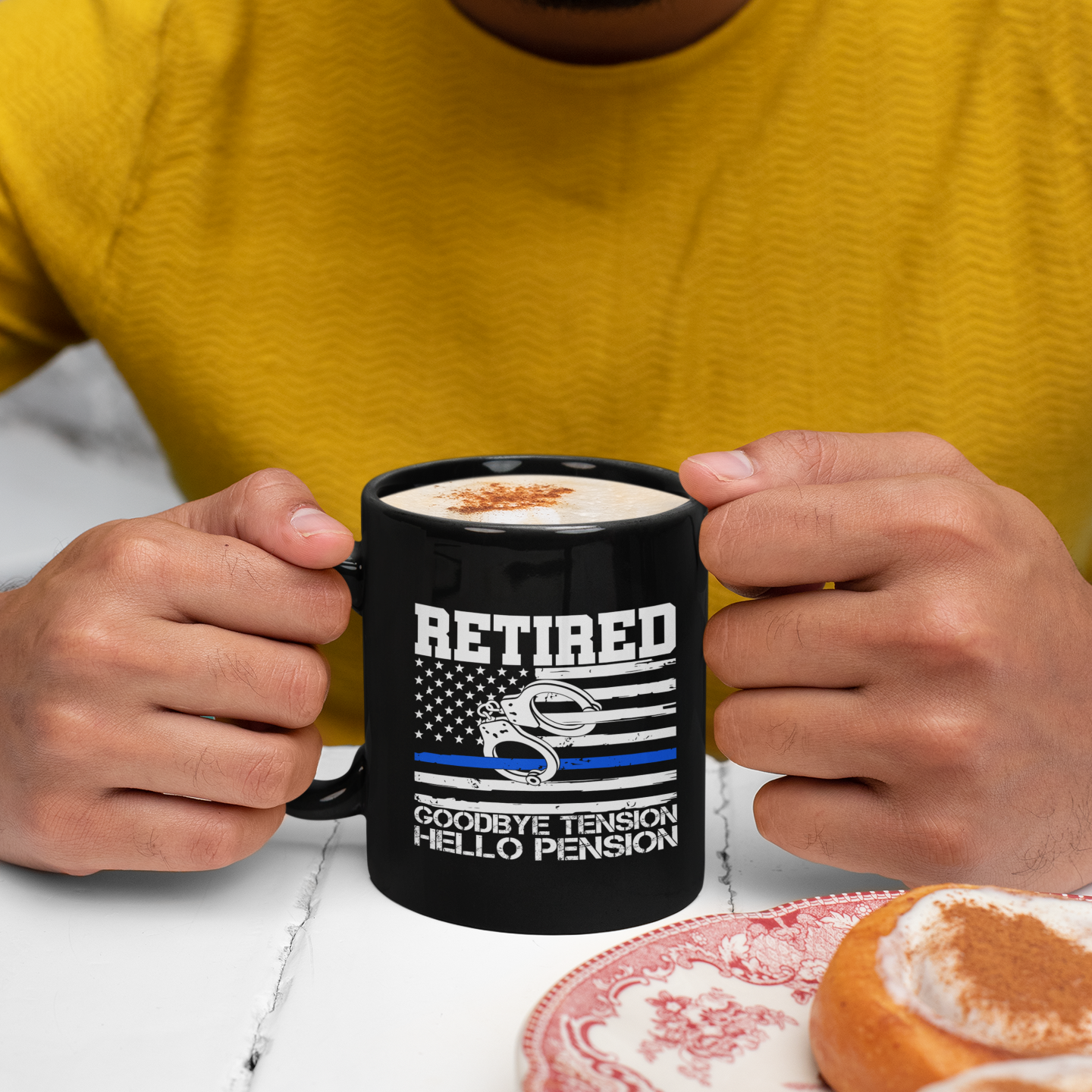 Goodbye Tension Hello Pension Coffee Mug – Humorous Retirement Gift for Dad, Mom, or Friend