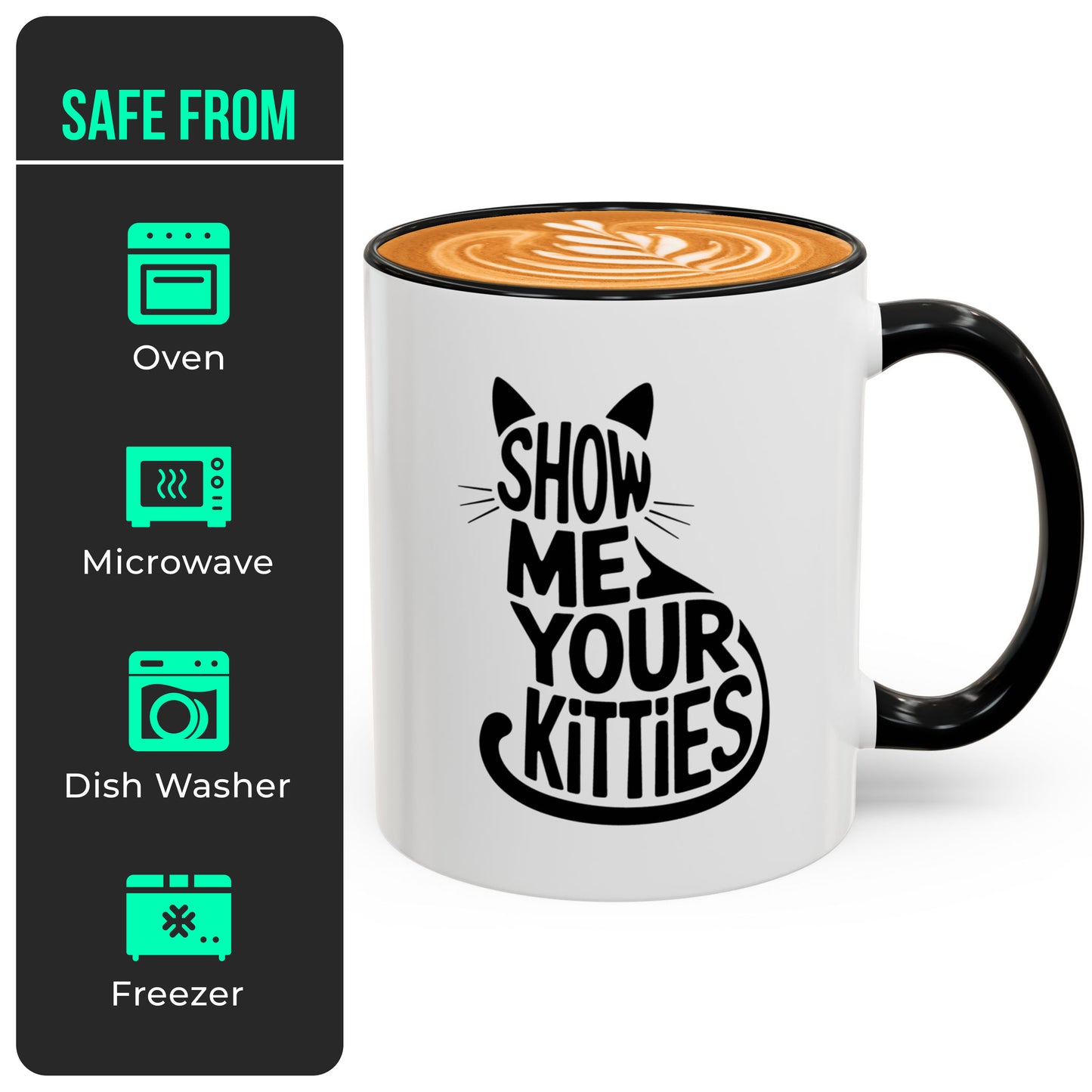 Black and White Cat Mug – Show Me Your Kitties Funny Coffee Cup