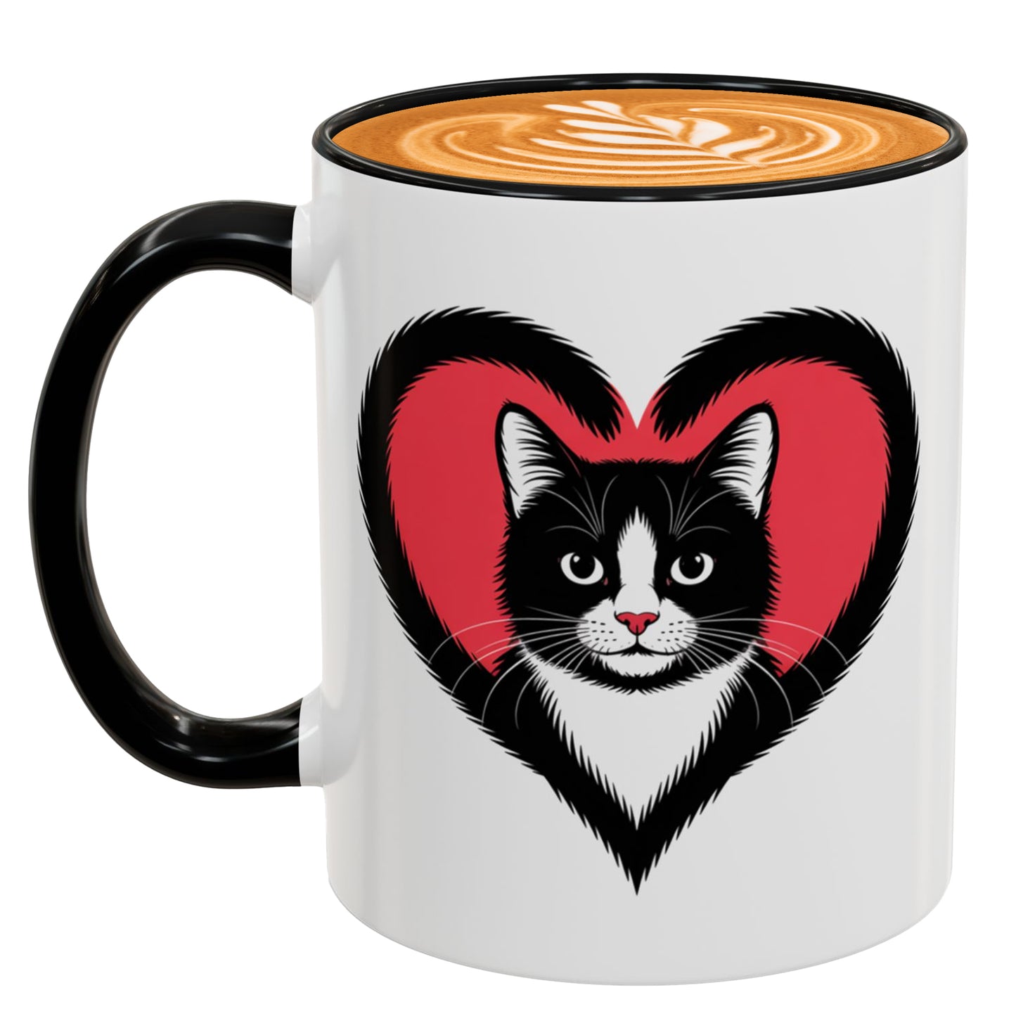 I Love Tuxedo Cat Mug – Cute Tuxedo Cat Lover Coffee Cup with Black Accent – Beautiful Gift for Girlfriend and Cat Lovers
