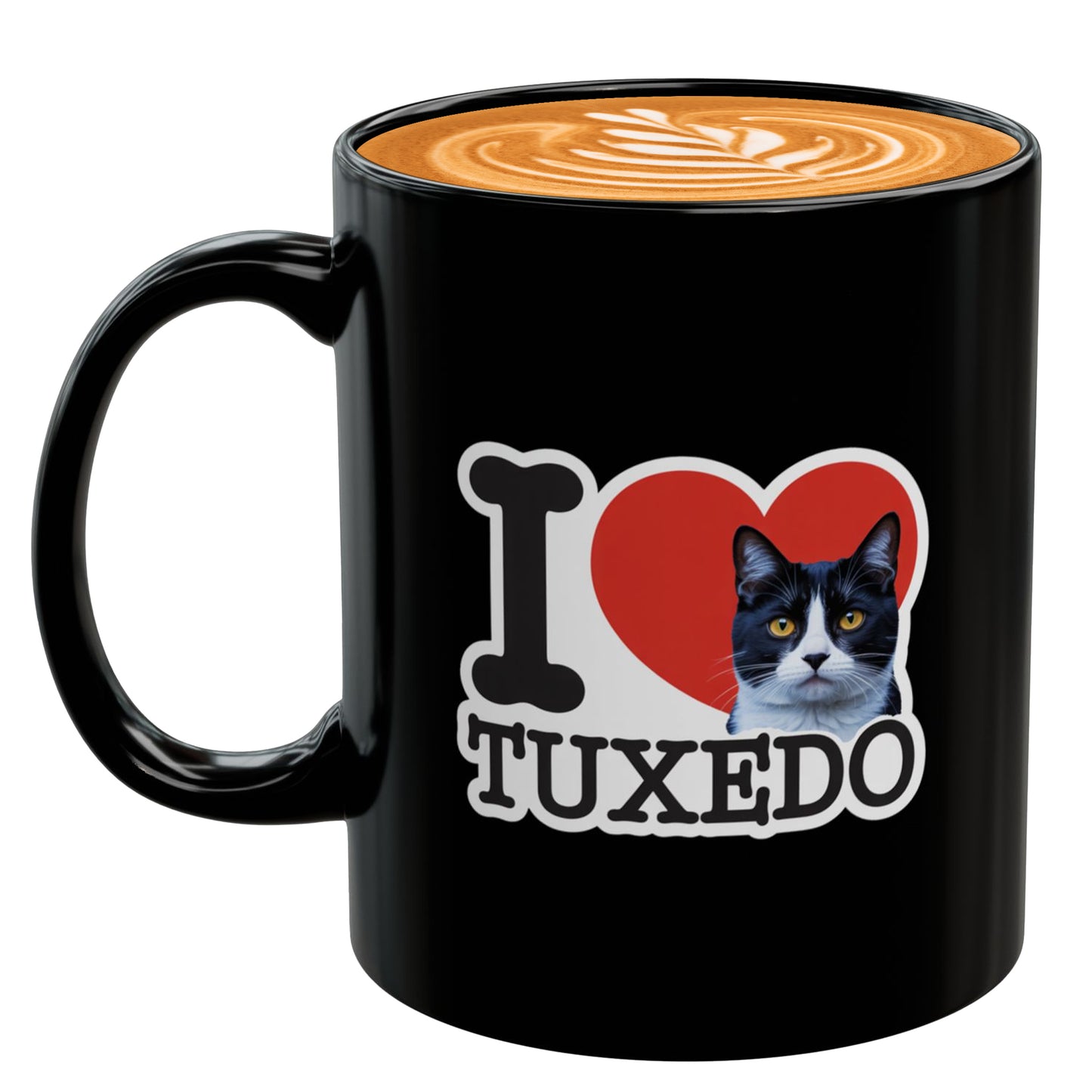 Black Tuxedo Cat Mug – I Love Tuxedo Cat Coffee Cup – Great Gift for Cat Moms, Cat Dads, and Pet Owners
