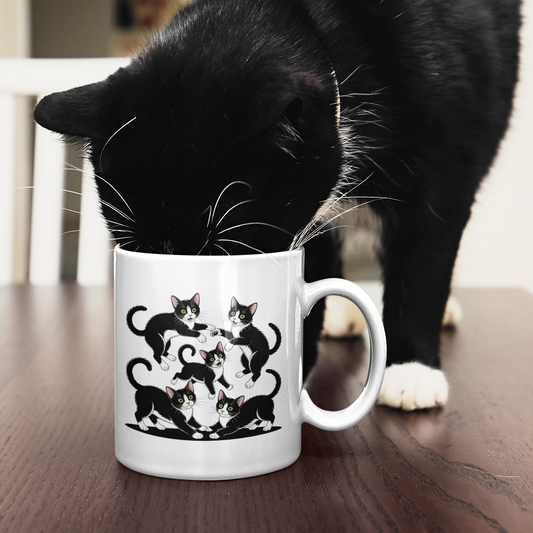 Tuxedo Cat Coffee Mug – Funny Tuxedo Cat Lover Gift for Women and Men – Cute Cat Themed Ceramic Cup 11oz
