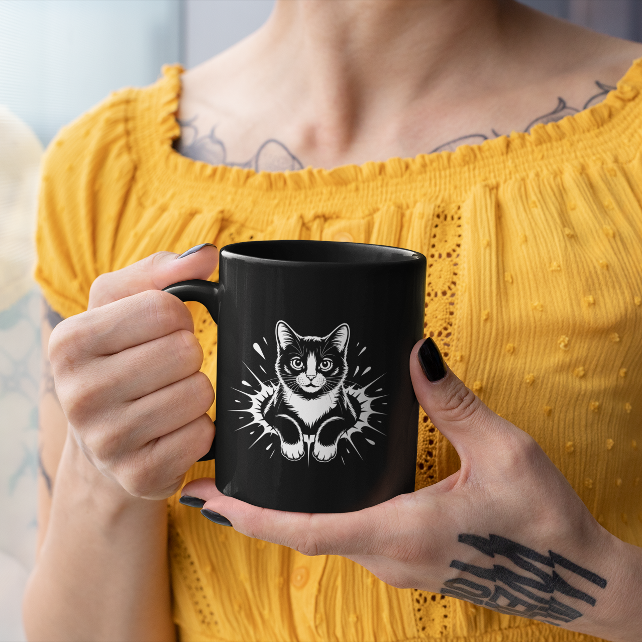 Tuxedo Cat Coffee Mug – Funny Tuxedo Cat Lover Gift for Women and Men – Cute Cat Themed Ceramic Cup 11oz