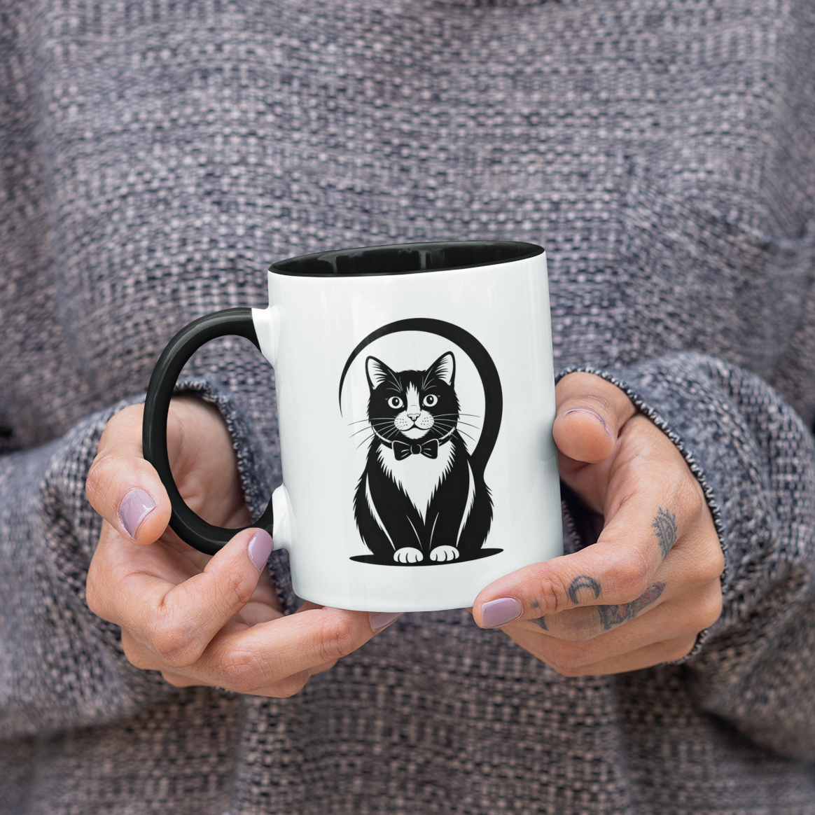Tuxedo Cat Coffee Mug – Funny Black and White Cat Themed Cup for Women, Men, Friends, and Coworkers – Ideal Cat Lover Gift