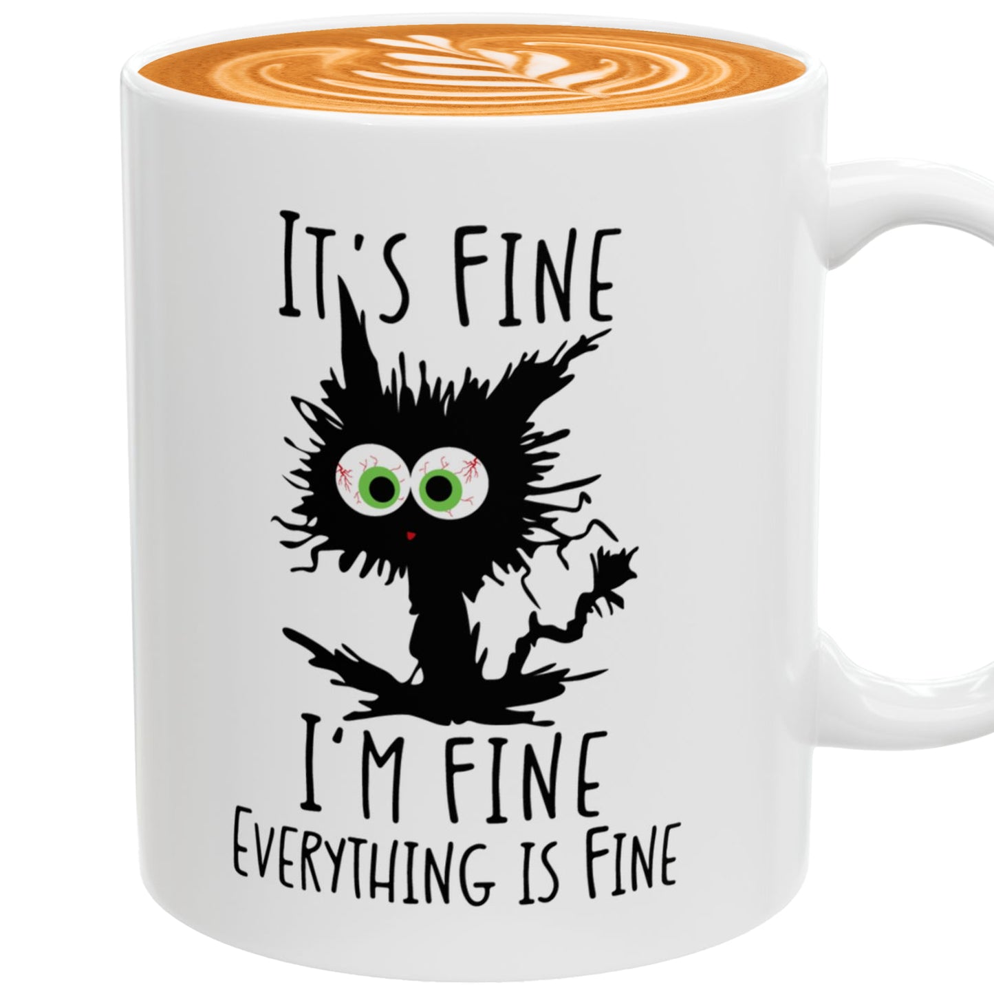 It’s Fine I’m Fine Everything Is Fine Mug – Cute Black Cat Coffee Cup