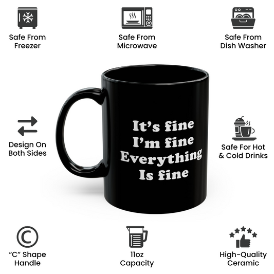 It’s Fine I’m Fine Everything Is Fine Mug – Christmas Gift for Cat Lovers