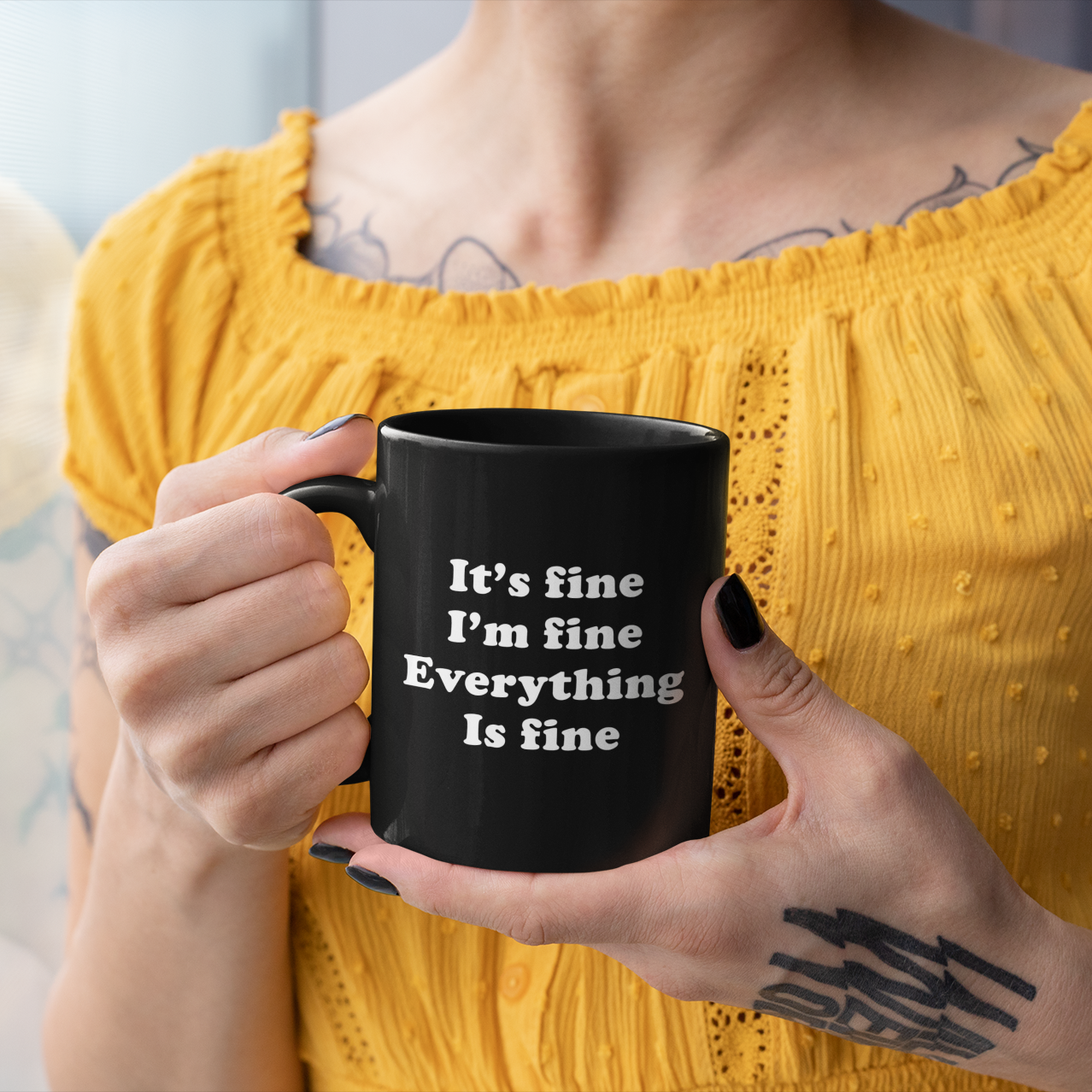 It’s Fine I’m Fine Everything Is Fine Mug – Christmas Gift for Cat Lovers