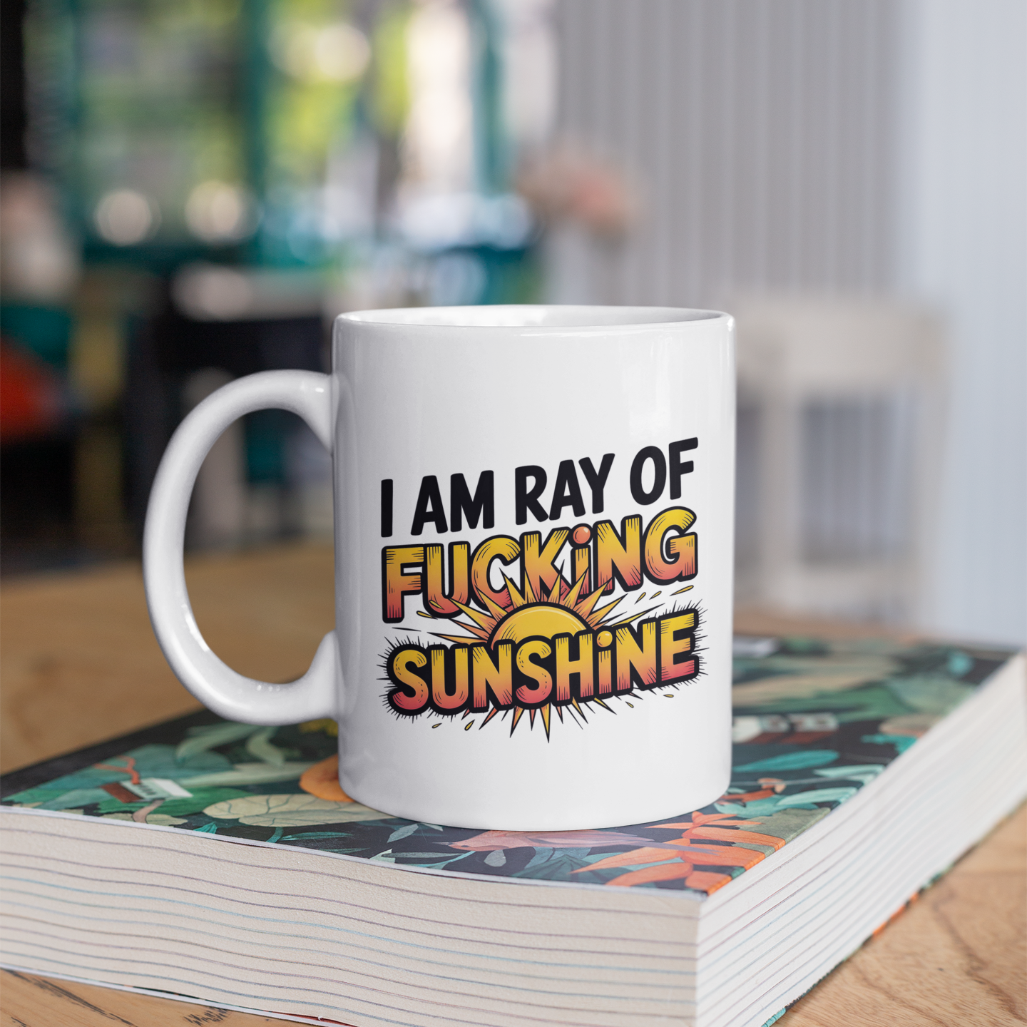 Rude Humor Coffee Cup – “I Am a Ray of Fing Sunshine” Funny Mug for Adults