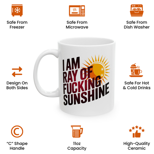 I Am Sunshine with Attitude Mug – Sarcastic Coffee Cup for Coworkers & Friends