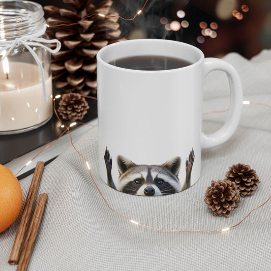 Raccoon Hands Out Coffee Mug 11oz