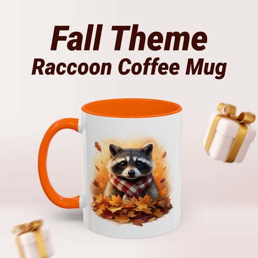 Two-Tone Orange Raccoon Mug – Fall & Thanksgiving Gift