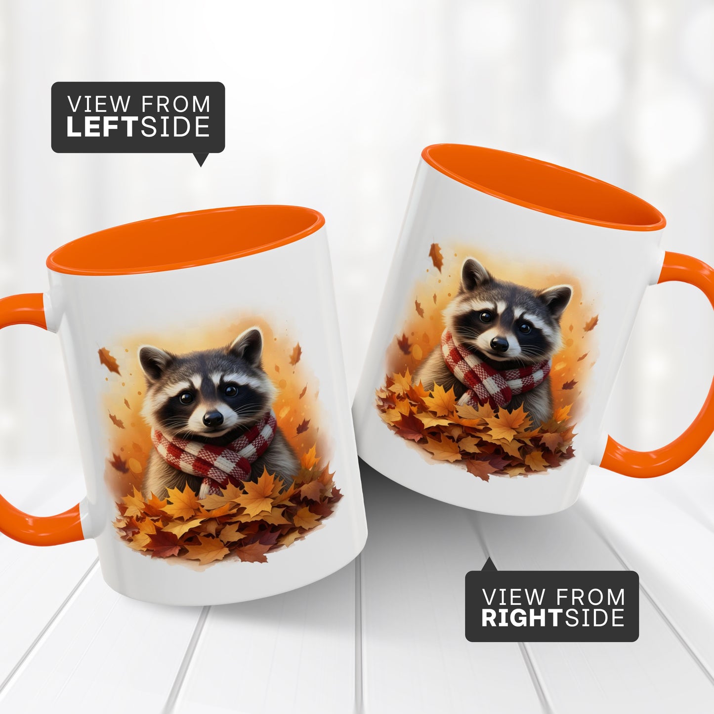 Two-Tone Orange Raccoon Mug – Fall & Thanksgiving Gift