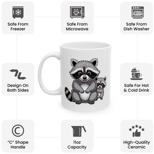 Crazy Raccoon Lady Coffee Cup – Cute Ceramic Mug 11oz