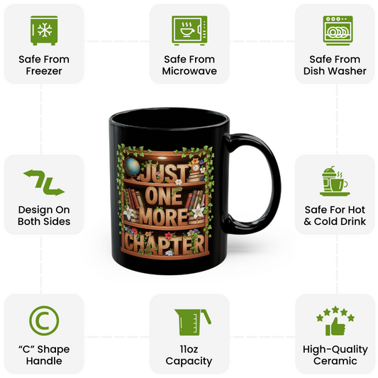 Cute Ghost Reading Mug – “Just One More Chapter” Coffee Cup 11oz