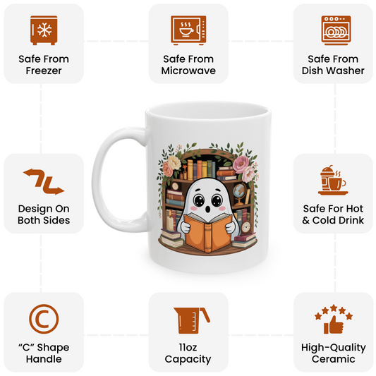 Just One More Chapter Mug – Cute Ghost Reading Cup 11oz