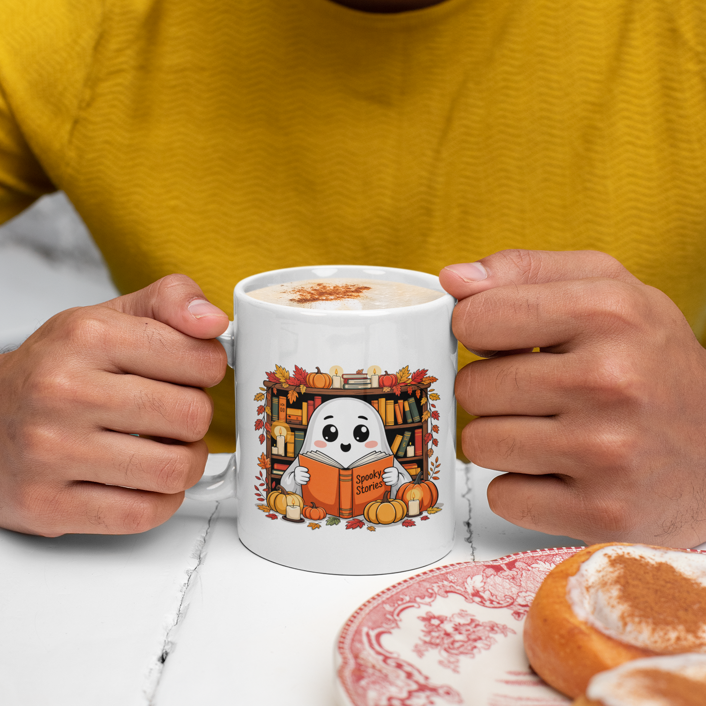 Book Lover Ghost Mug – Funny Spooky Reading Coffee Cup