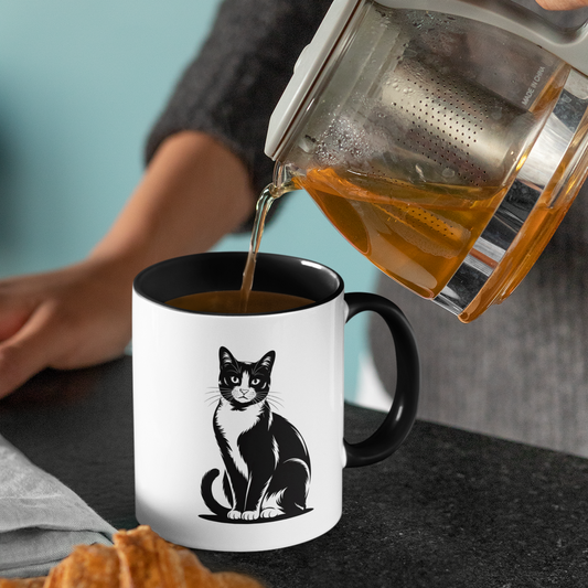 Tuxedo Cat Mug – Cat Lover Coffee Mug – Funny Black and White Cat Themed Cup for Women, Men, Wife, Husband, or Friend