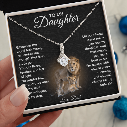 To My Daughter Necklace From Dad | The "Proud Of You" Lion Love Knot