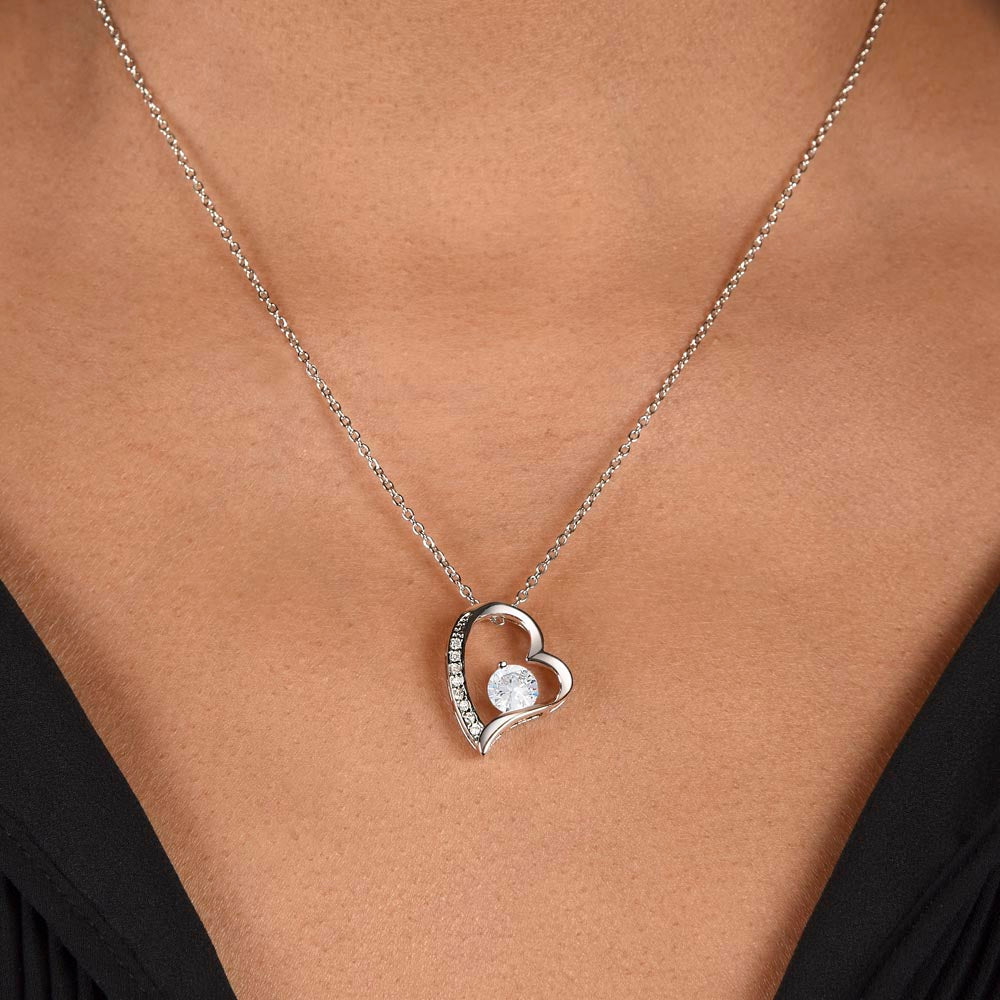 Never Forget I Love You Necklace – 14k White Gold Heart Pendant for Daughter