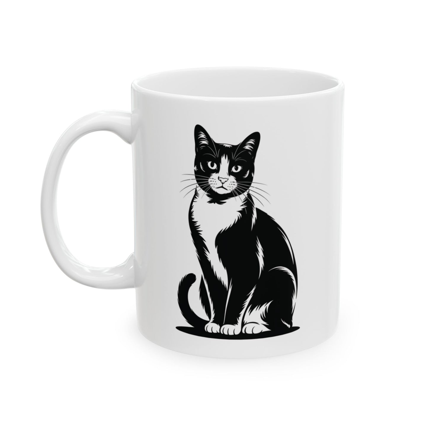 Black White Tuxedo Cat Mug – Cat Coffee Cup for Cat Lovers – Cute and Funny Gift for Cat Moms, Friends, and Coworkers