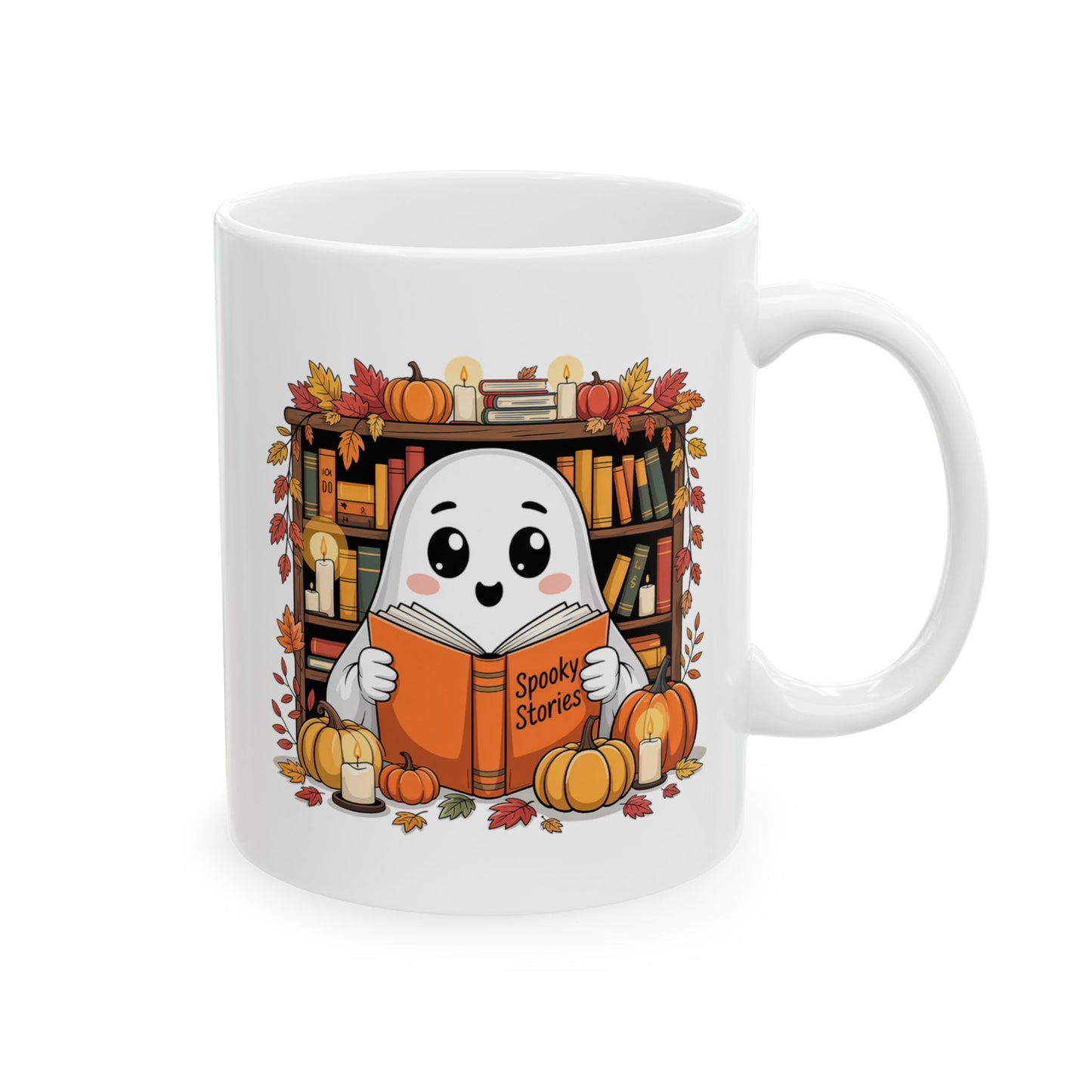 Book Lover Ghost Mug – Funny Spooky Reading Coffee Cup