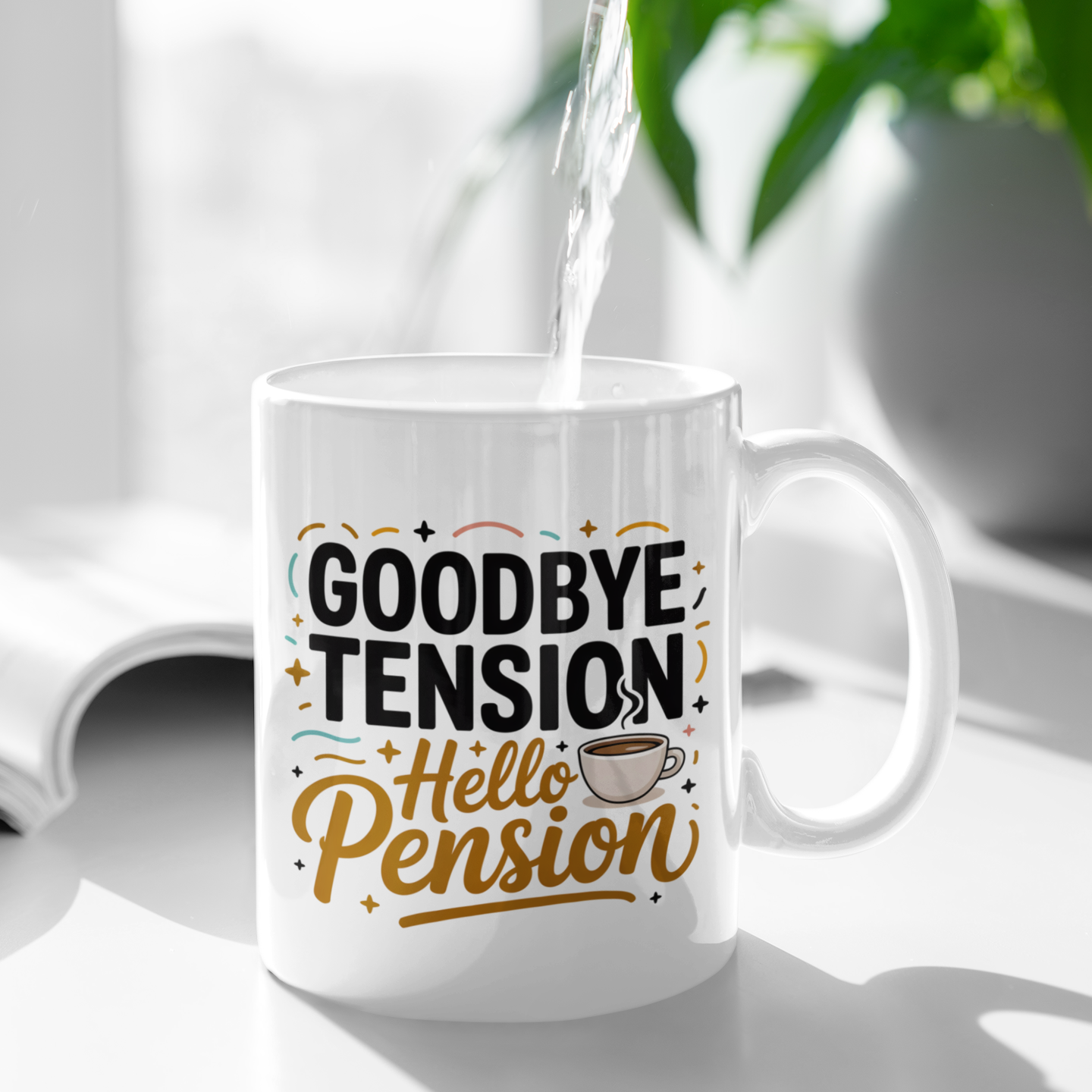 Retirement Gift Mug – Goodbye Tension Hello Pension – Perfect for Coworker, Teacher, Police