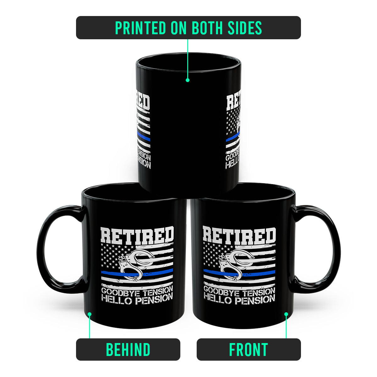 Goodbye Tension Hello Pension Coffee Mug – Humorous Retirement Gift for Dad, Mom, or Friend