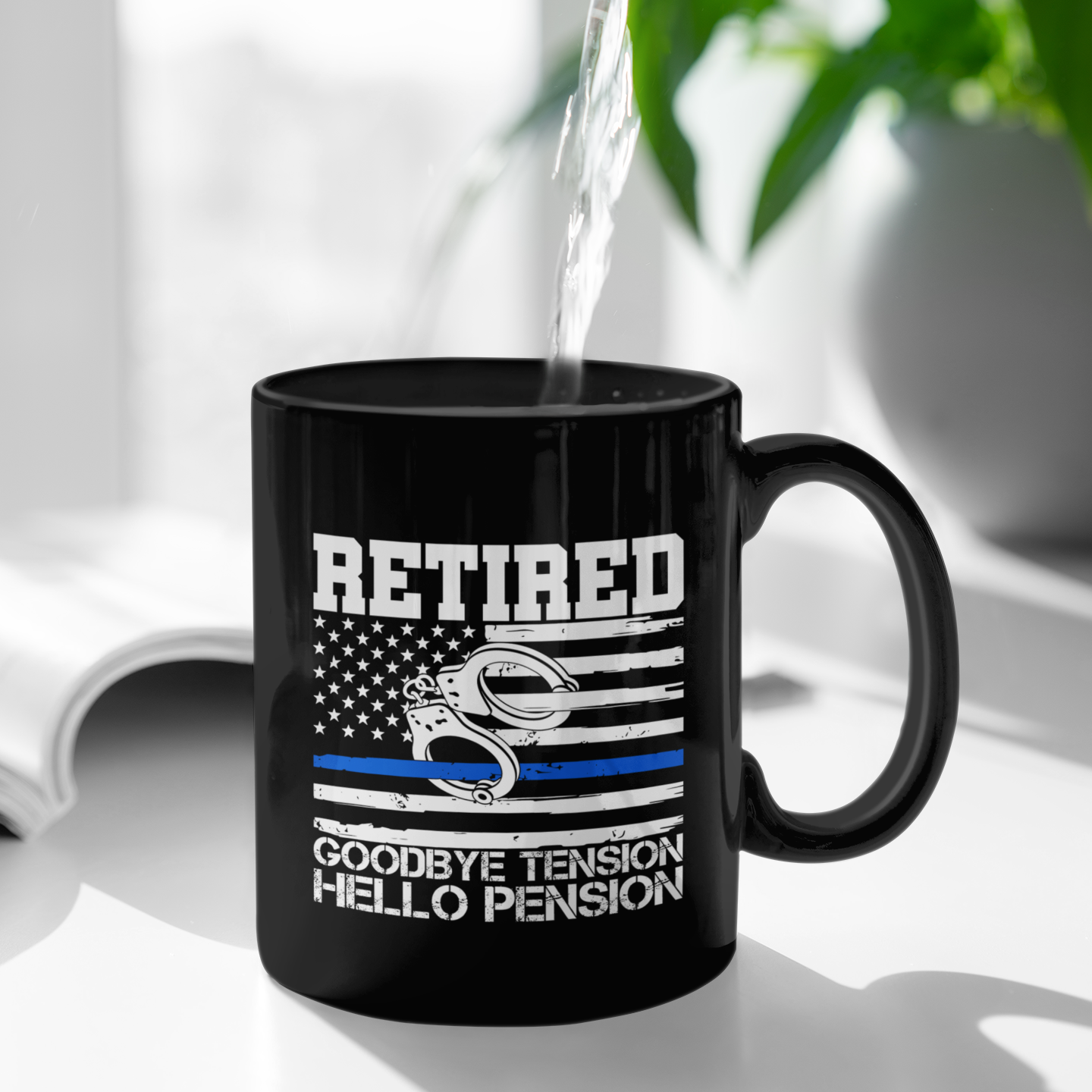 Goodbye Tension Hello Pension Coffee Mug – Humorous Retirement Gift for Dad, Mom, or Friend