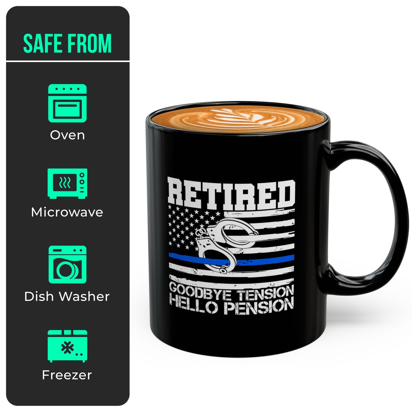 Goodbye Tension Hello Pension Coffee Mug – Humorous Retirement Gift for Dad, Mom, or Friend