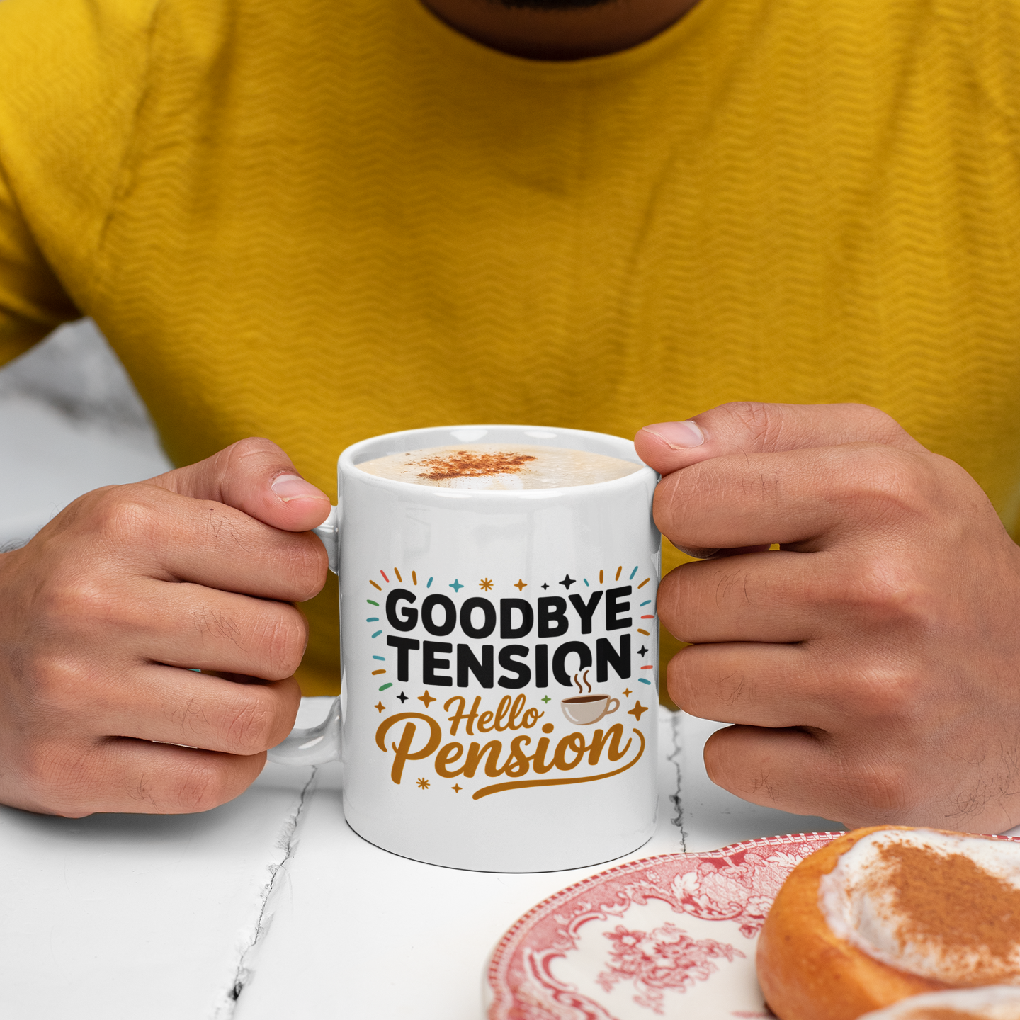 Funny Retirement Mug – Goodbye Tension Hello Pension – Gift for Men & Women Retiring