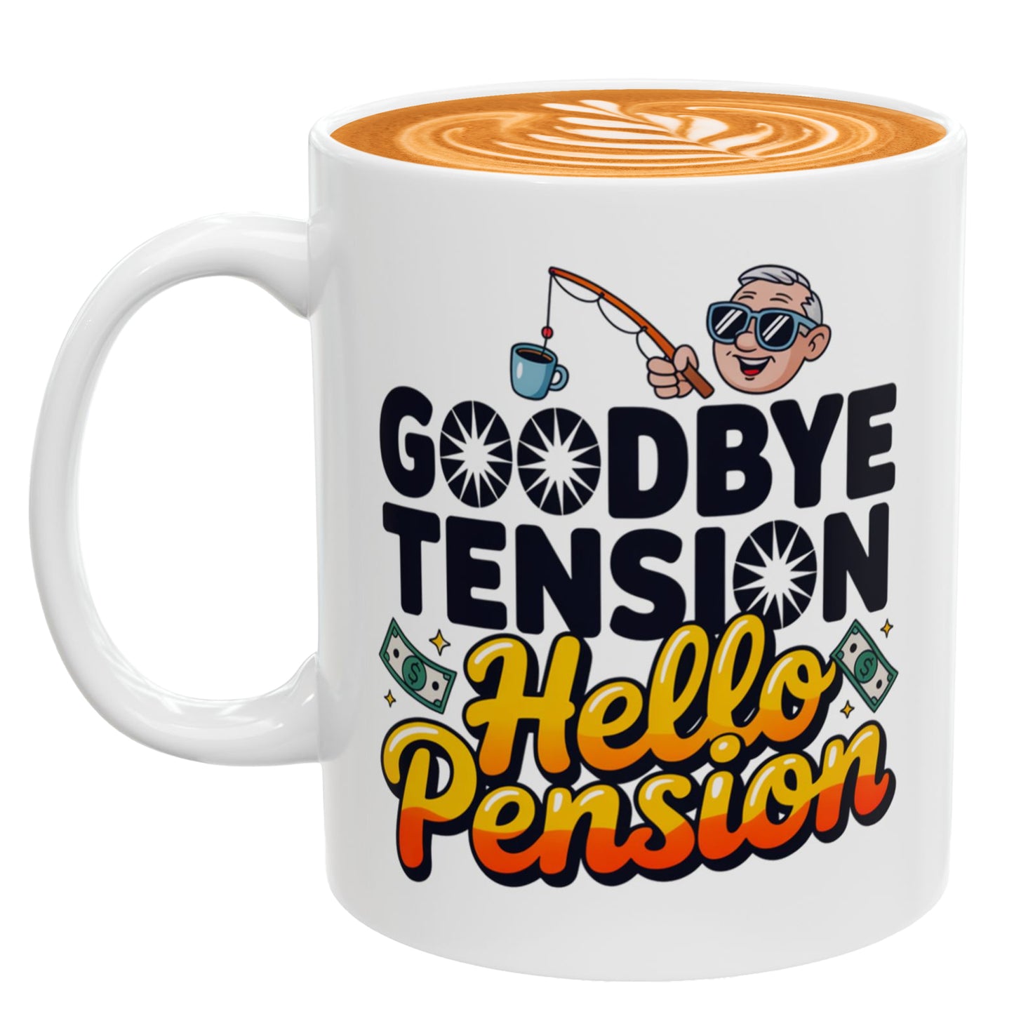 Goodbye Tension Hello Pension – Retirement Mug for Husband, Wife, Coworker, or Boss