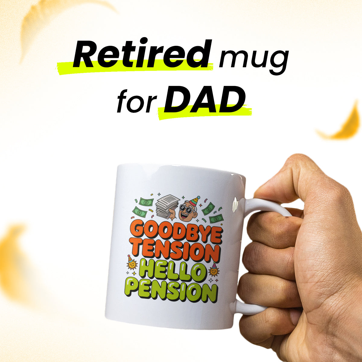 Goodbye Tension Hello Pension – Humorous Coffee Cup for Men & Women Retiring