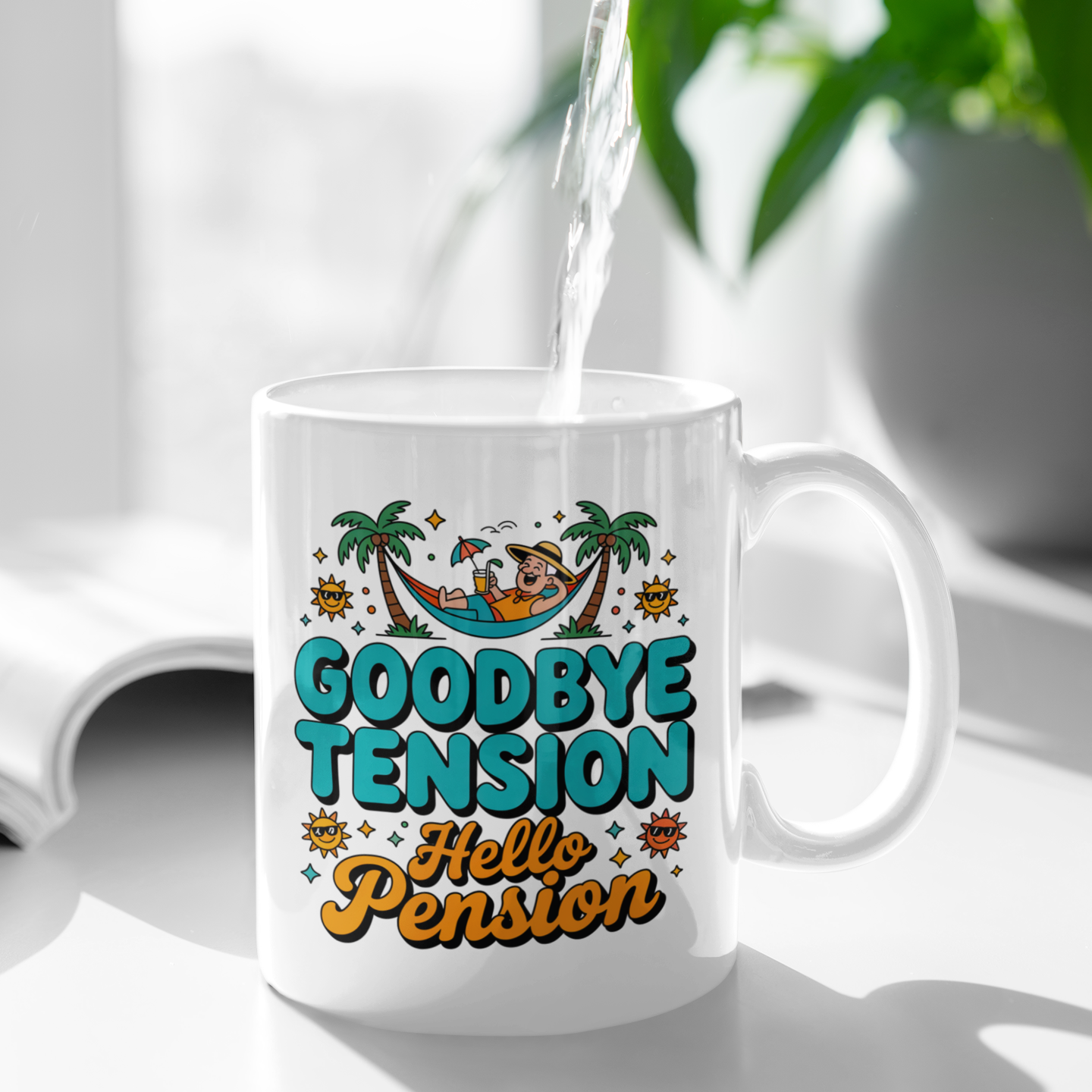 Retirement Party Mug – Goodbye Tension Hello Pension – Fun Gift for Friends & Family
