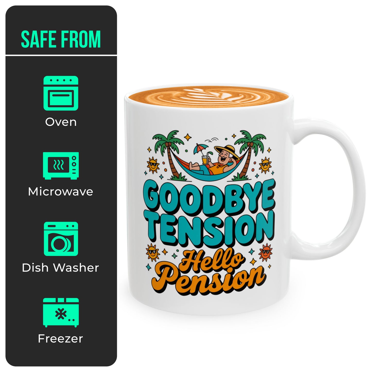 Retirement Party Mug – Goodbye Tension Hello Pension – Fun Gift for Friends & Family