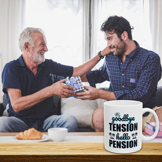 Funny Retirement Mug – Goodbye Tension Hello Pension – Unique Gift for Retired Loved Ones