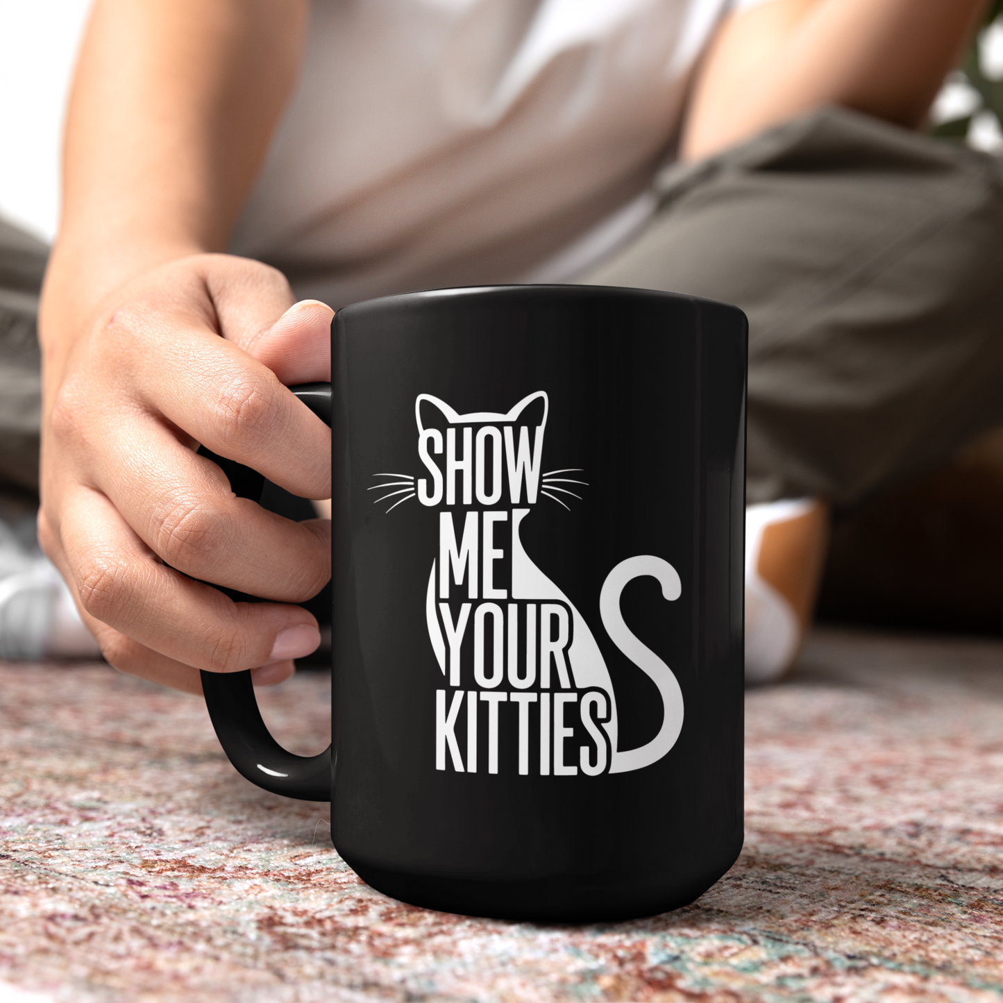 Show Me Your Kitties Mug – Funny Cat Lover Coffee Cup for Women Black Mug (11oz, 15oz)