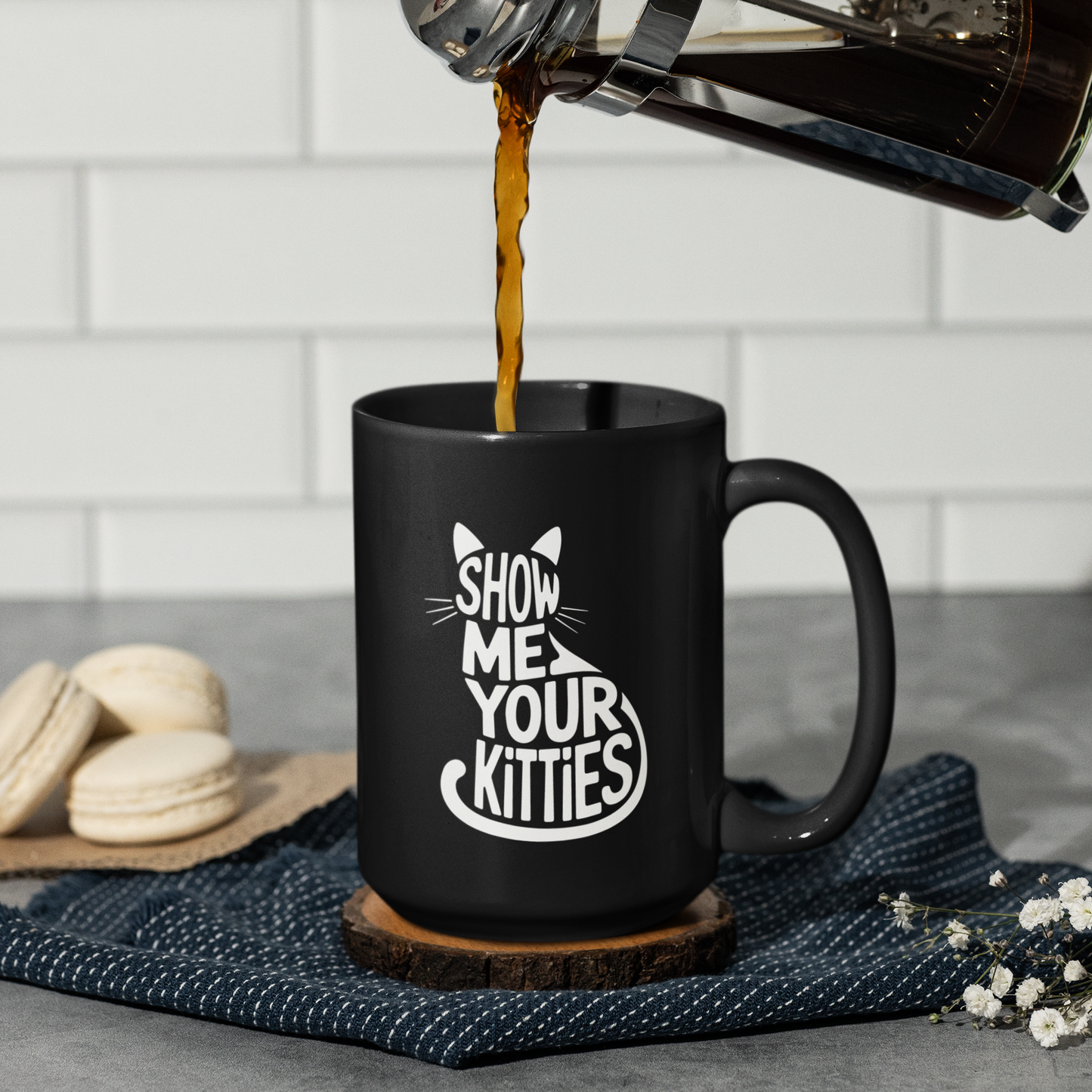 Funny Cat Mug for Women – Show Me Your Kitties Cat Themed Coffee Cup