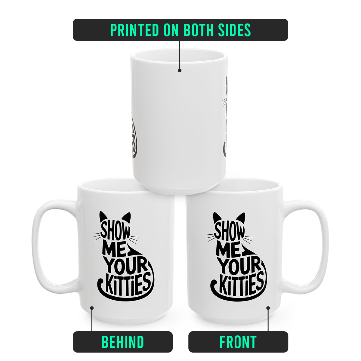 Show Me Your Kitties Cat Lover Cup – Funny Cat Coffee Mug Gift