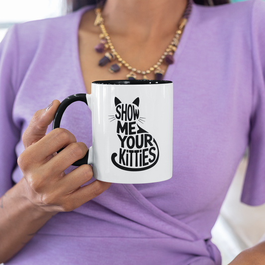 Black and White Cat Mug – Show Me Your Kitties Funny Coffee Cup