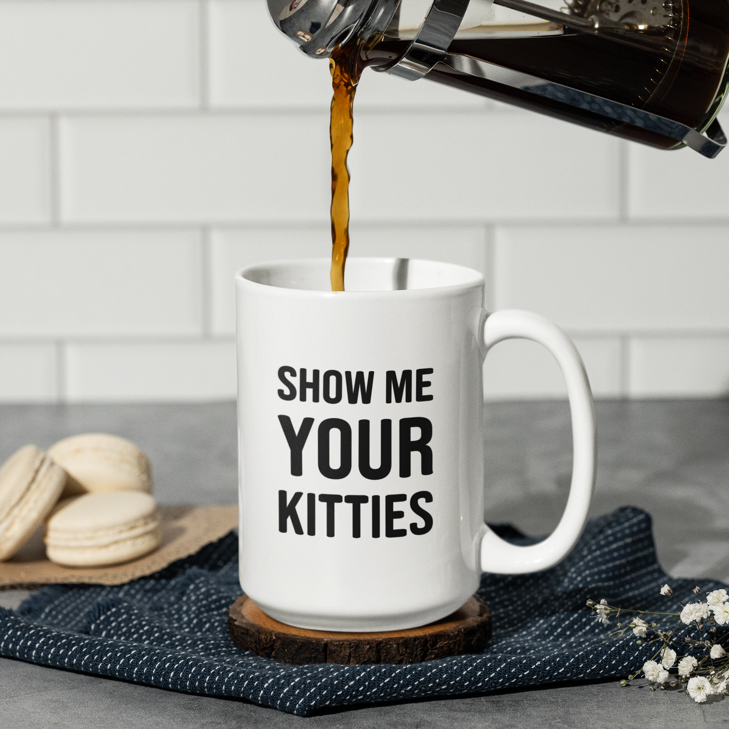 Funny Show Me Your Kitties Coffee Cup – Cat Mug for Women
