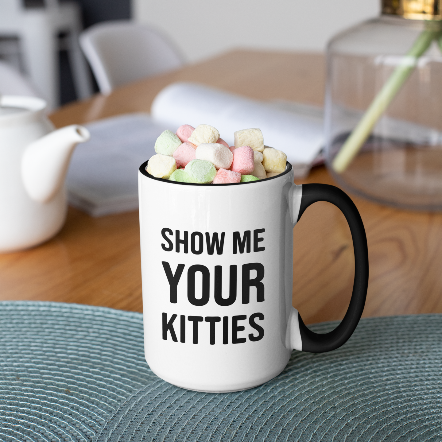 Kitty Lover Mug – Show Me Your Kitties Funny Cat Coffee Cup