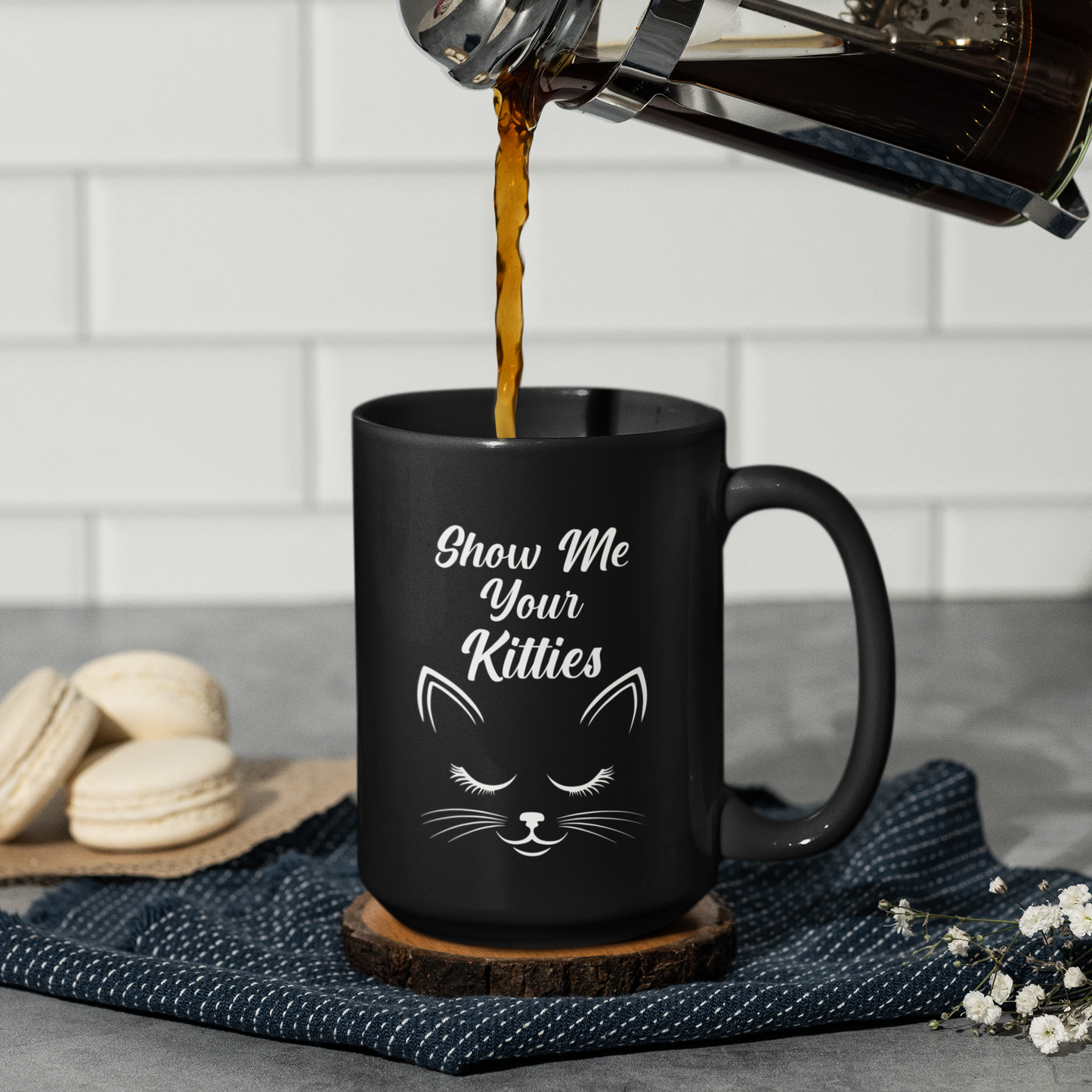 Show Me Your Kitties Coffee Mug – Cute Cat Lover Gift for Women