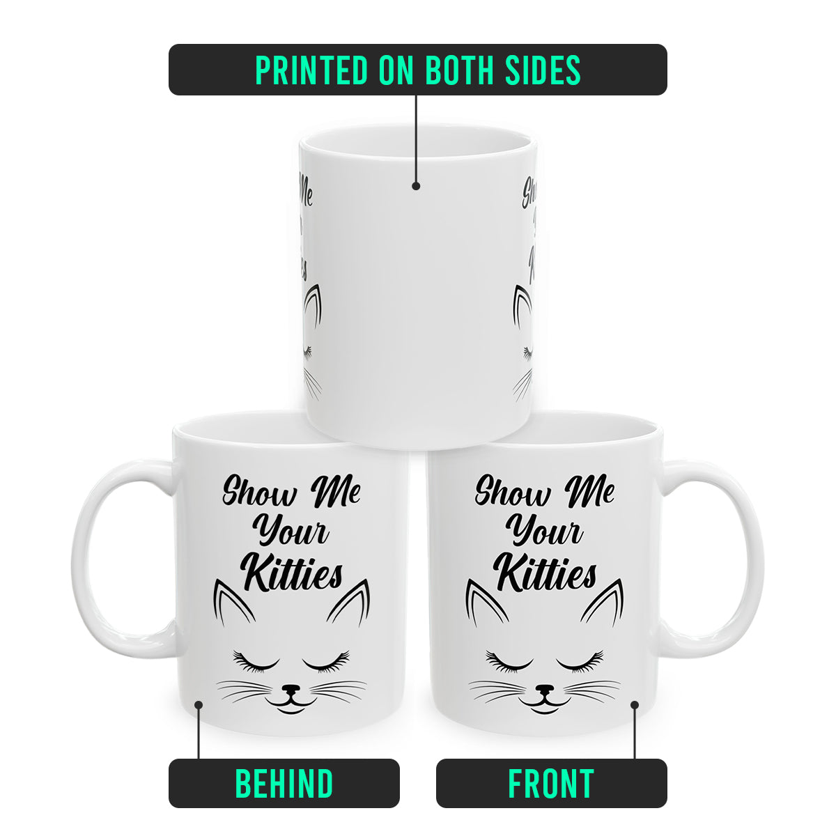 Show Me Your Kitties Cat Mug – Funny Cat Lover Coffee Cup
