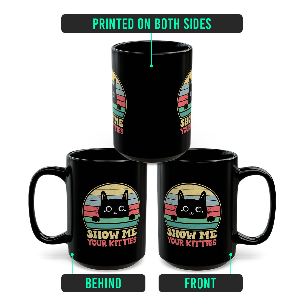Cute Black and White Cat Mug – Show Me Your Kitties Coffee Cup