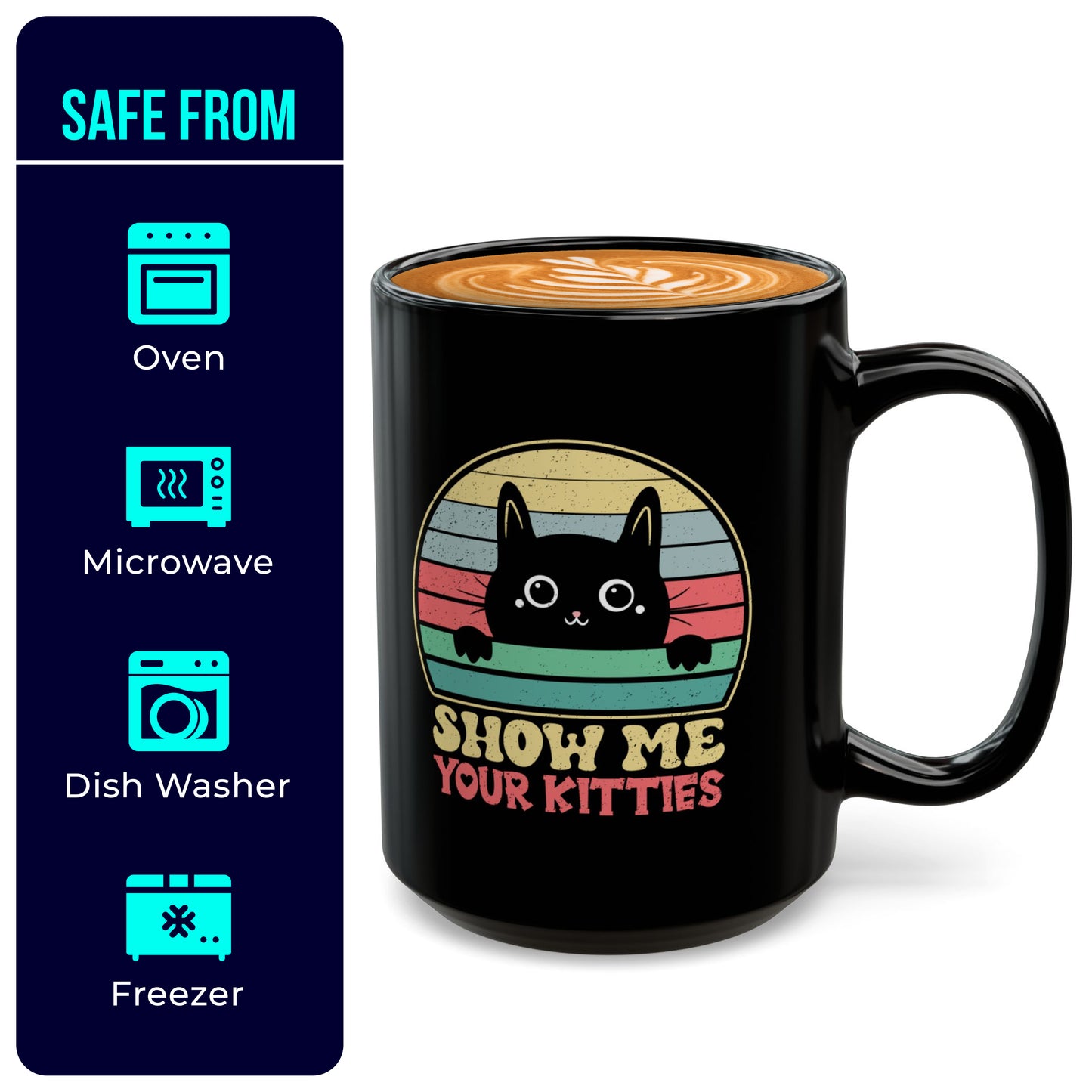 Cute Black and White Cat Mug – Show Me Your Kitties Coffee Cup