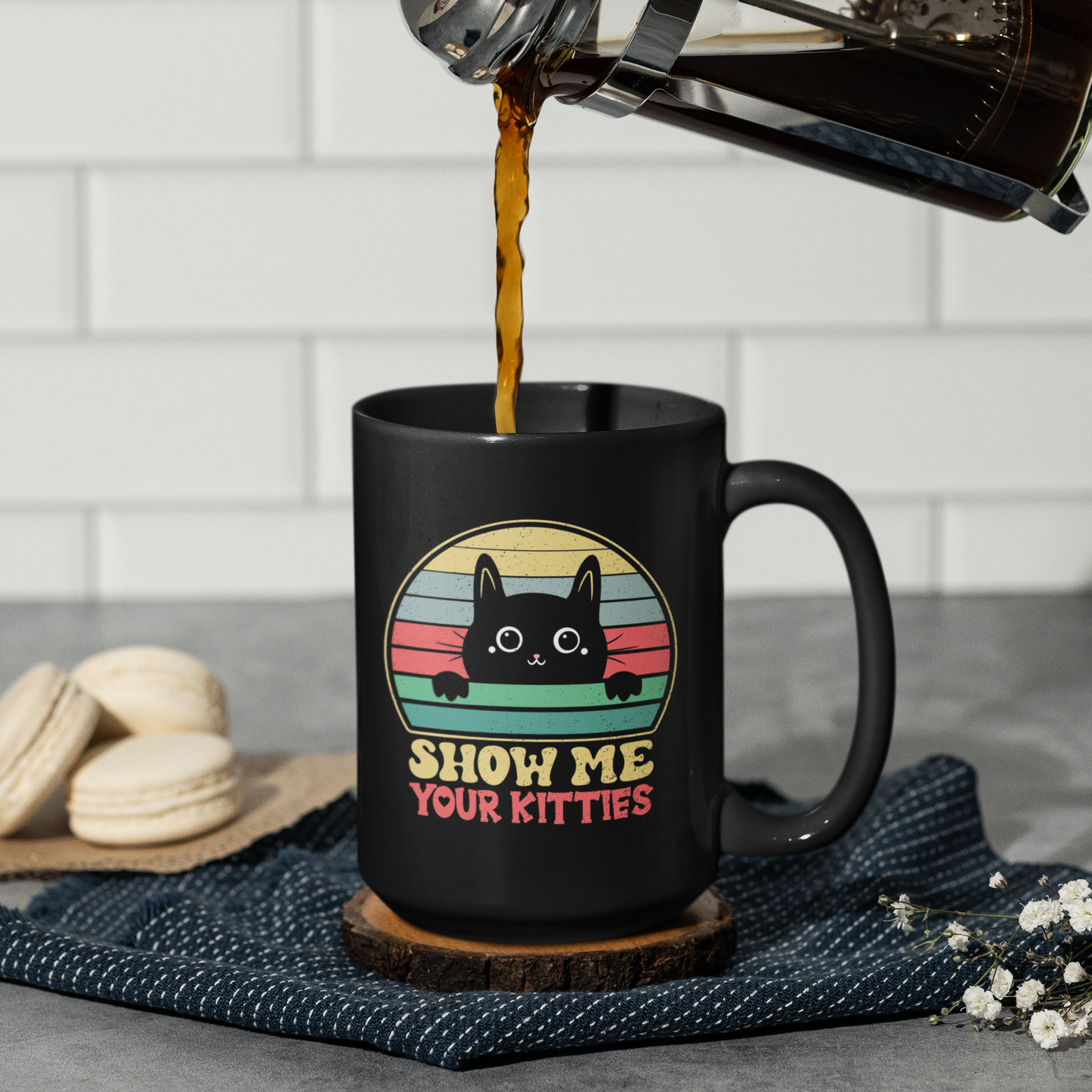 Cute Black and White Cat Mug – Show Me Your Kitties Coffee Cup