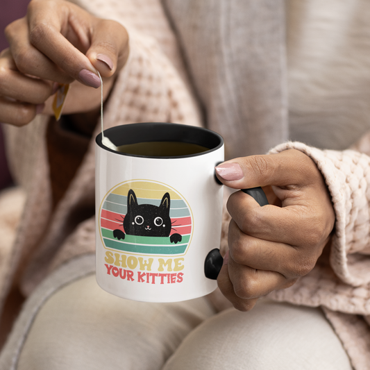 Show Me Your Kitties Funny Mug – Cat Lover Coffee Gift for Women