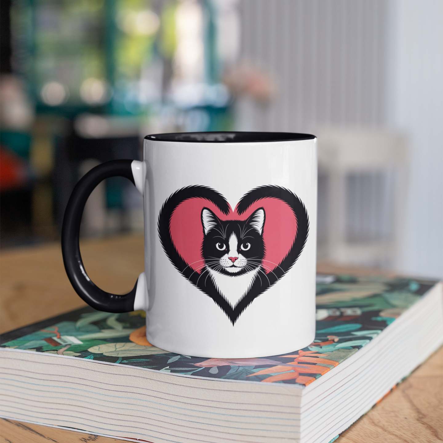 I Love Tuxedo Cat Mug – Cute Tuxedo Cat Lover Coffee Cup with Black Accent – Beautiful Gift for Girlfriend and Cat Lovers