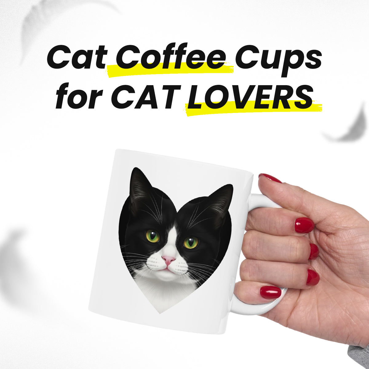Black and White I Love Tuxedo Cat Mug – Lovely Tuxedo Cat Lover Coffee Cup – Cute Gift for Women, Men, and Cat Owners