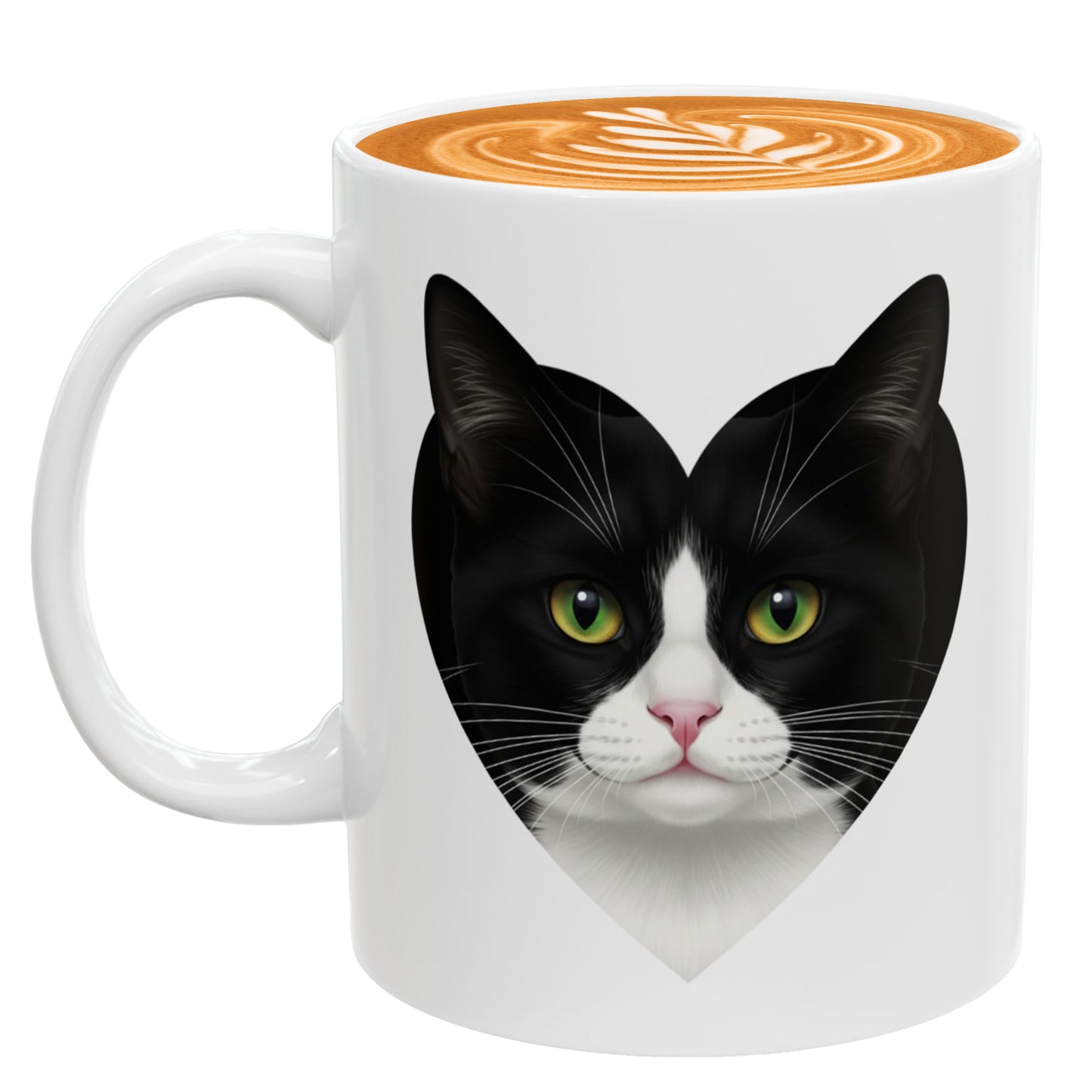 Black and White I Love Tuxedo Cat Mug – Lovely Tuxedo Cat Lover Coffee Cup – Cute Gift for Women, Men, and Cat Owners