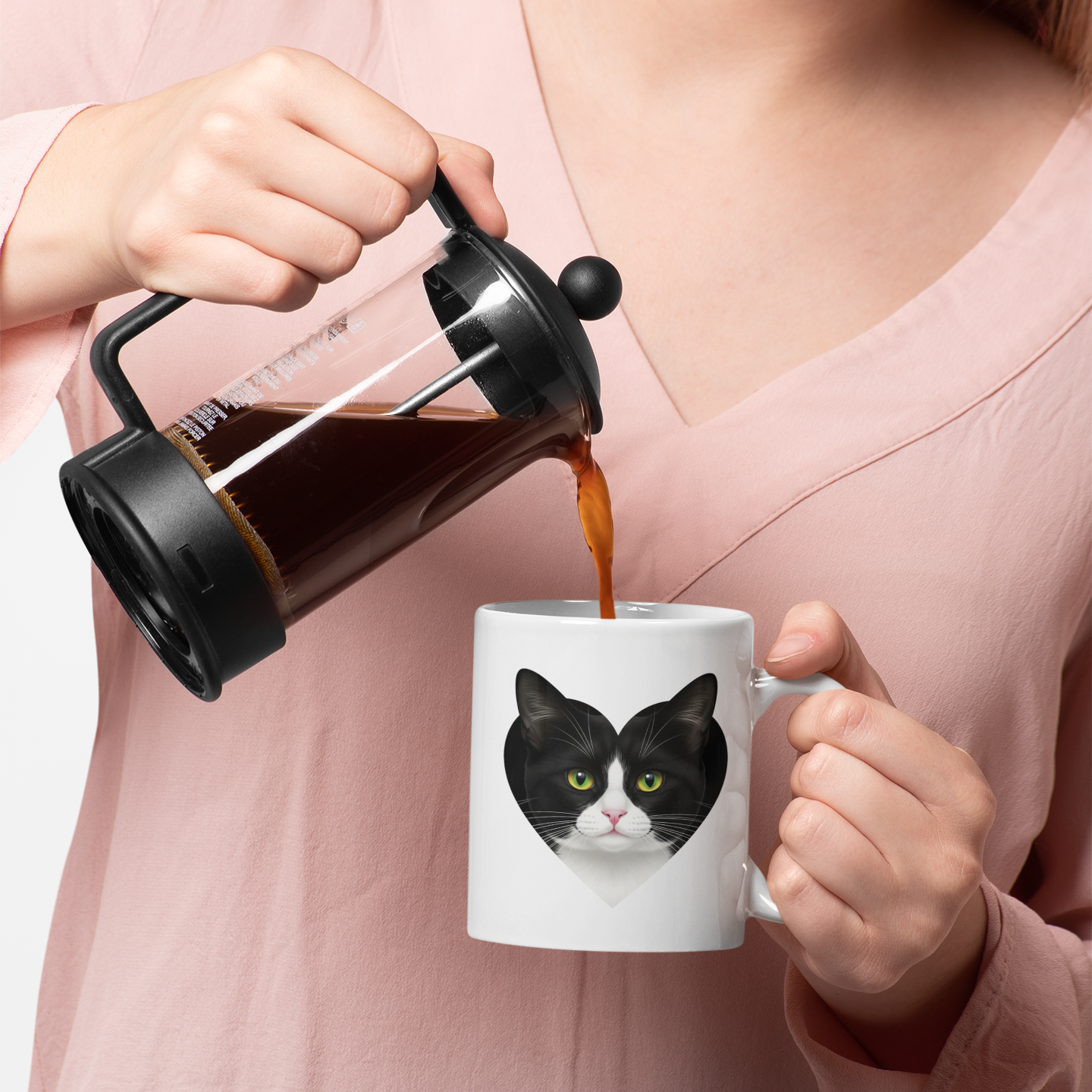 Black and White I Love Tuxedo Cat Mug – Lovely Tuxedo Cat Lover Coffee Cup – Cute Gift for Women, Men, and Cat Owners